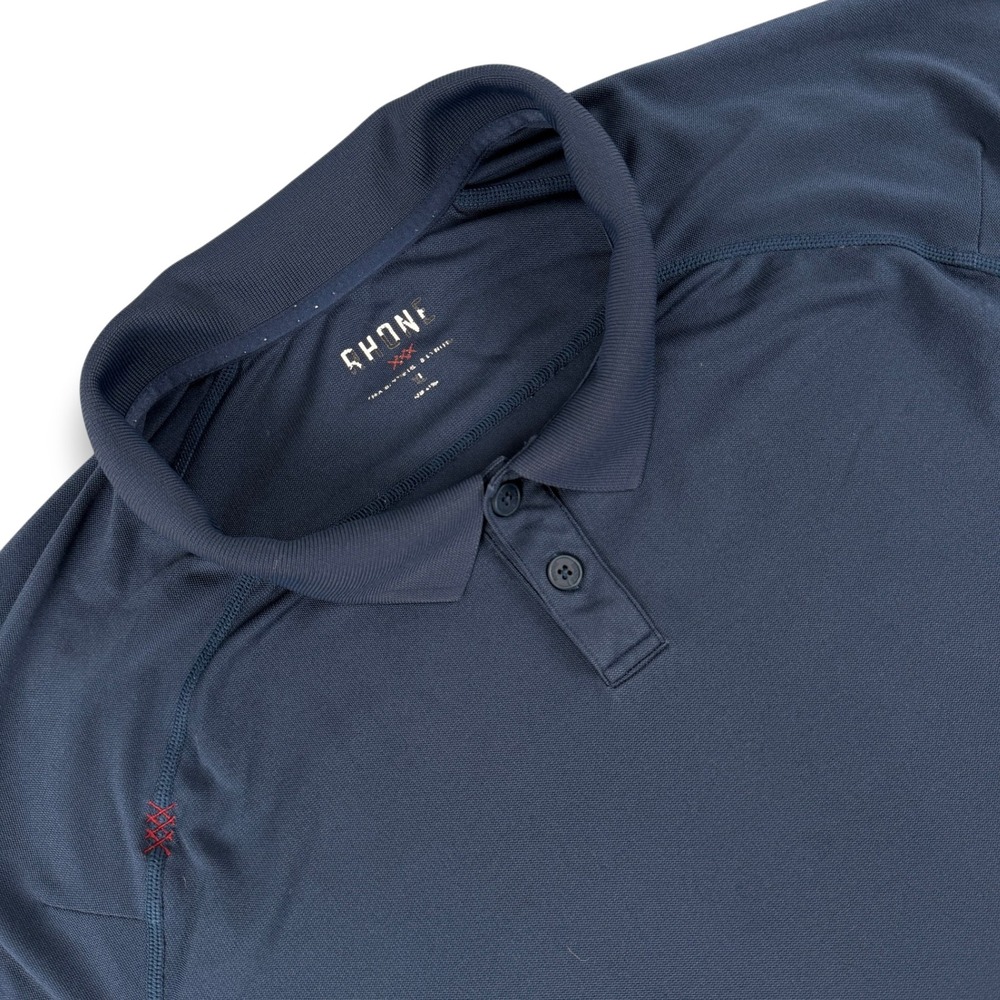 Rhone Delta Pique Polo Shirt Mens XL Blue Short Sleeve Athletic Training Stretch